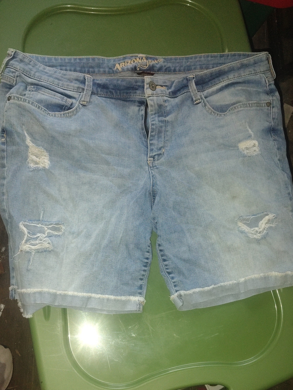Arizona Jean Company Light Blue Distressed Denim Shorts